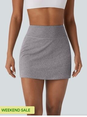 Express Heather Gray High-Waist Mini Skirt